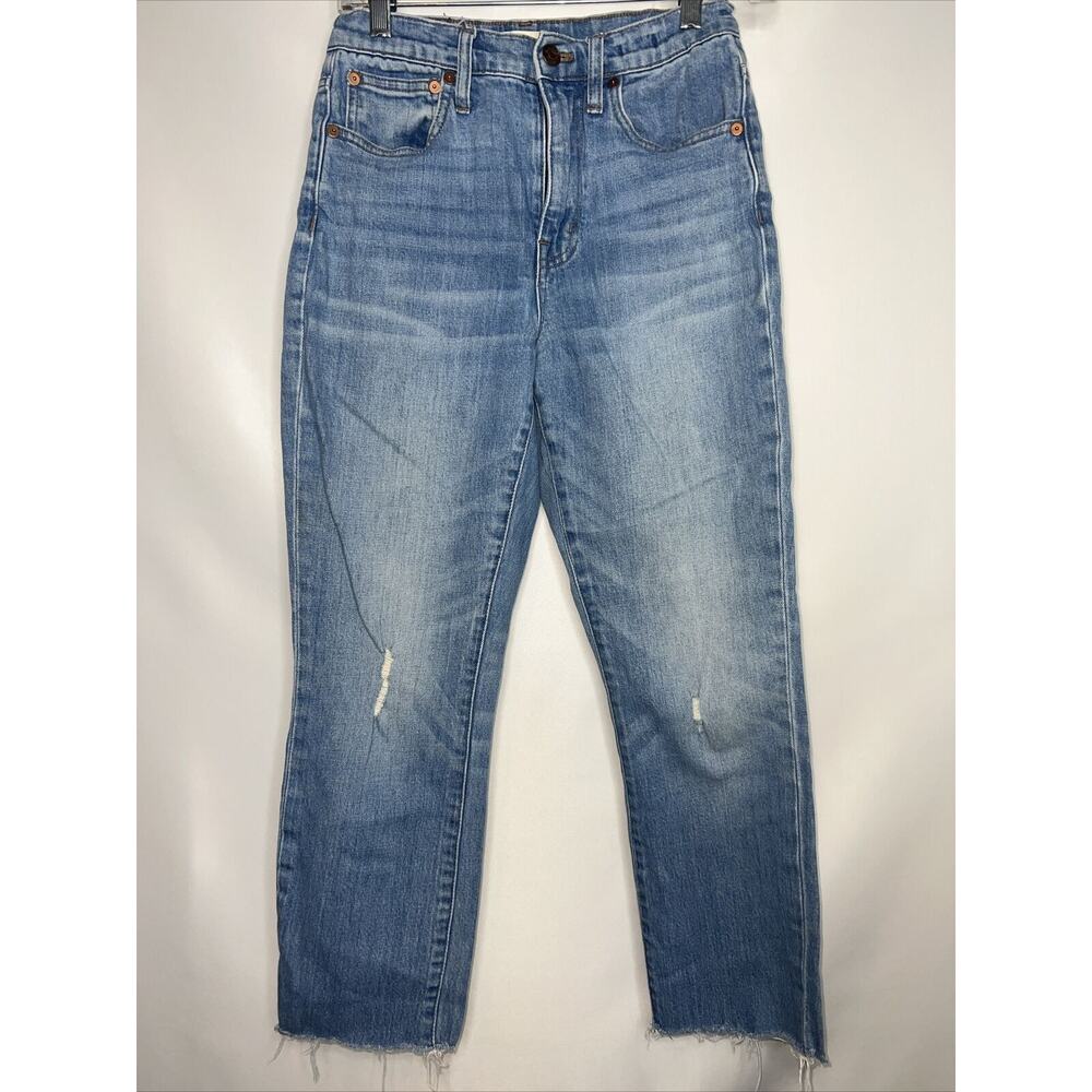 Madewell The High Rise Slim Crop Boyjean In Dover Wash Raw Hem Size 26 x 26